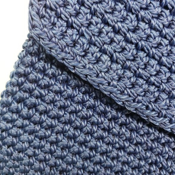 Women's Blue Knit Braided Lined Cell ID Purse Crossbody Shoulder Bag - Picture 3 of 10